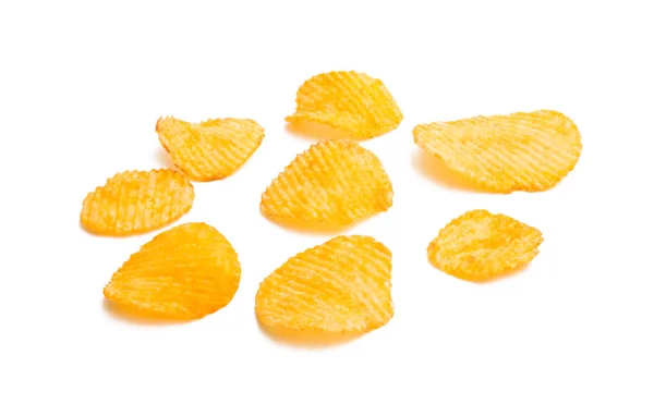 Potatis Chips Isolerad Vit Bakgrund — Stockfoto