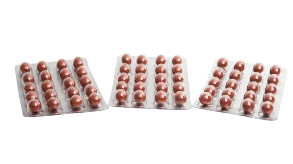 Beyaz Arka Plan Üzerinde Izole Paket Içinde Vitaminler — Stok fotoğraf