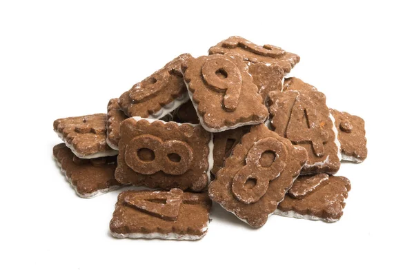 Cookies Mit Zahlen Isoliert Auf Weißem Hintergrund — Stockfoto
