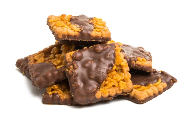 Galletas Chocolate Con Almendras Aisladas Sobre Fondo Blanco — Foto de Stock