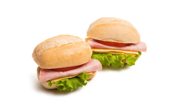 Sandwich Ham Isolated White Background — Stock Photo, Image
