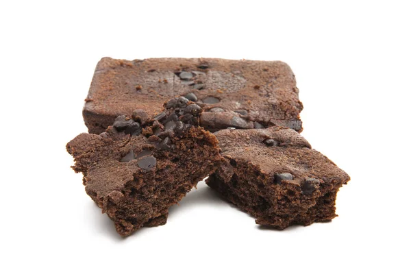 Amerikai Brownie Torta Elszigetelt Fehér Background — Stock Fotó