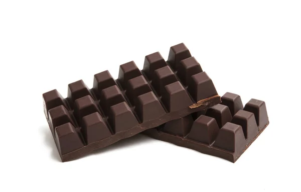 Zwarte Chocolade Geïsoleerd Witte Achtergrond — Stockfoto