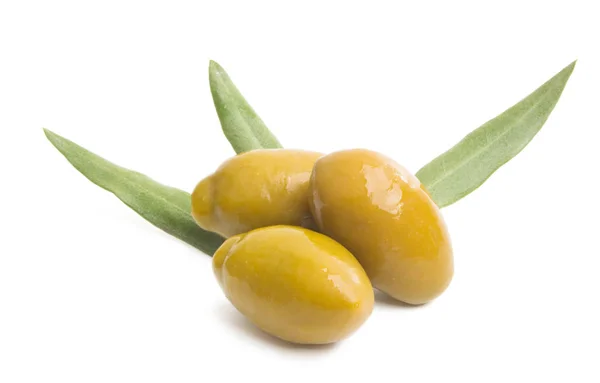 Grandes Olives Isolées Sur Fond Blanc — Photo