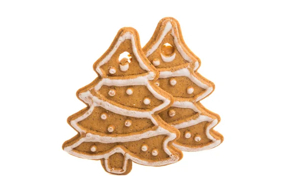 Biscuits Noël Gingembre Isolés Sur Fond Blanc — Photo