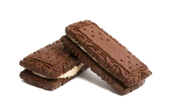 Sendvič Cookie Izolovaných Bílém Pozadí — Stock fotografie