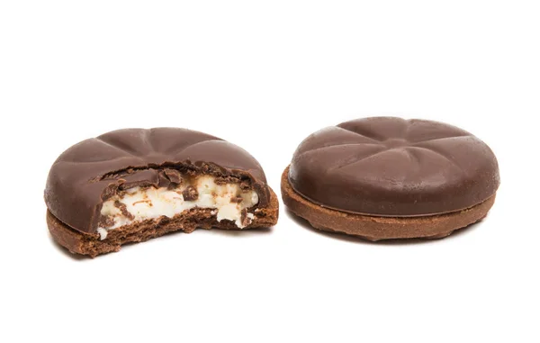 Шоколадне Покрите Печиво Ізольоване Білому Фоні — стокове фото
