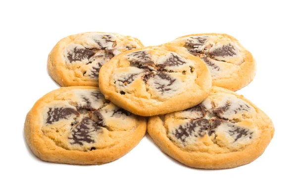 Cookies Com Chocolate Isolado Fundo Branco — Fotografia de Stock