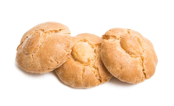 Biscoitos Com Amêndoas Isoladas Fundo Branco — Fotografia de Stock
