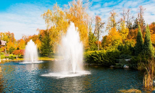 Jesień Krajobraz Pięknym Parku — Zdjęcie stockowe