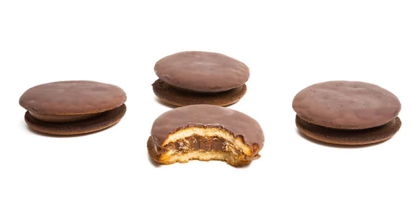 Schokolade Double Cookies Isoliert Auf Weißem Hintergrund — Stockfoto