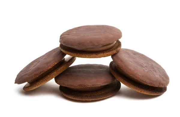 Galletas Dobles Chocolate Aisladas Sobre Fondo Blanco — Foto de Stock