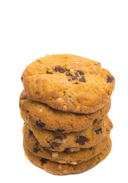 Galletas Con Chocolate Nueces Aisladas Sobre Fondo Blanco —  Fotos de Stock