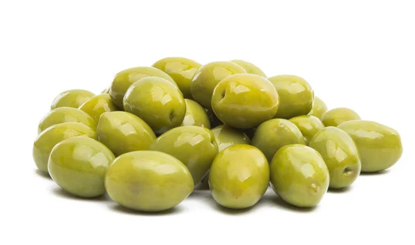 Grandi Olive Verdi Isolate Fondo Bianco — Foto Stock