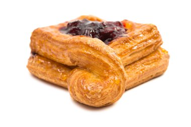 Beyaz arka plan üzerinde izole reçelli puf