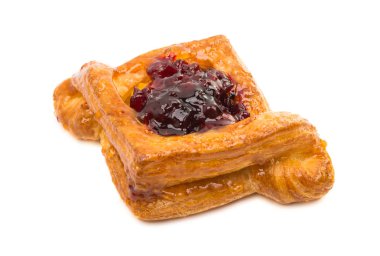 Beyaz arka plan üzerinde izole reçelli puf