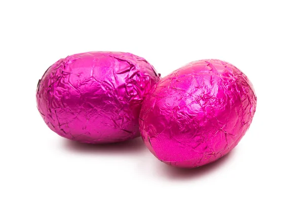 Chocolate Eggs Foil Isolated White Background — Stock Photo, Image