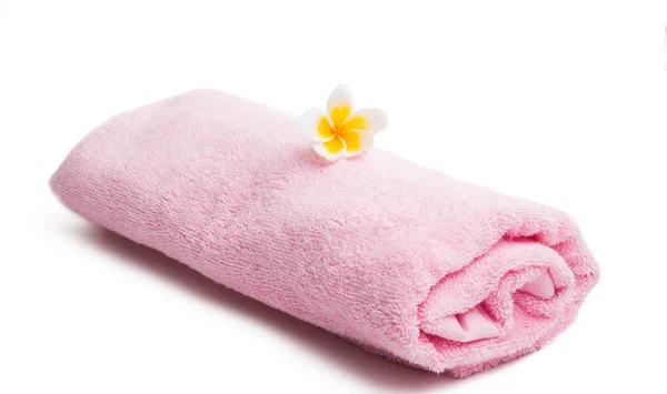 Frangipani Pink Towel Isolated White Background — Stock Photo, Image