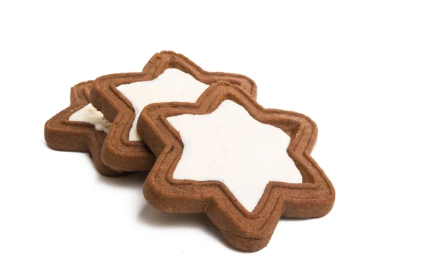 Beyaz Arka Plan Üzerinde Izole Gingerbread Yıldız Kurabiye — Stok fotoğraf