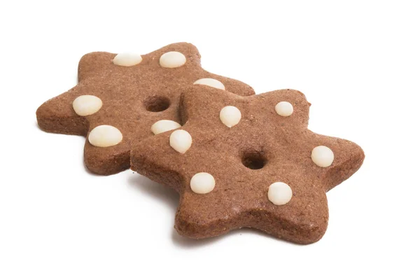 Biscuits Gingembre Noël Isolés Sur Fond Blanc — Photo