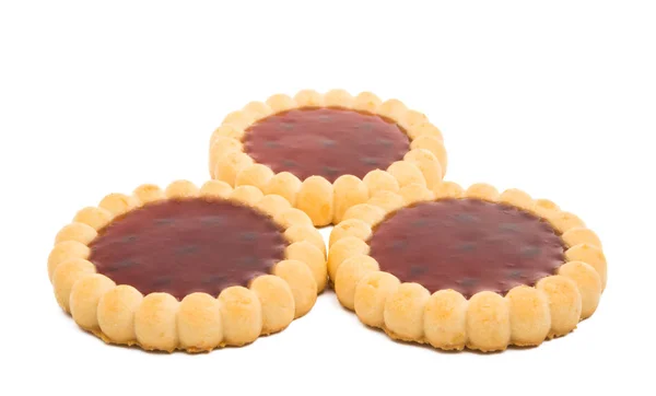 Tartelettes Avec Confiture Framboises Isolées Sur Fond Blanc — Photo