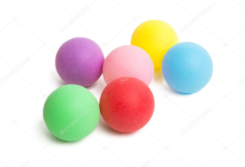 colored balls ping pong isolated on white background