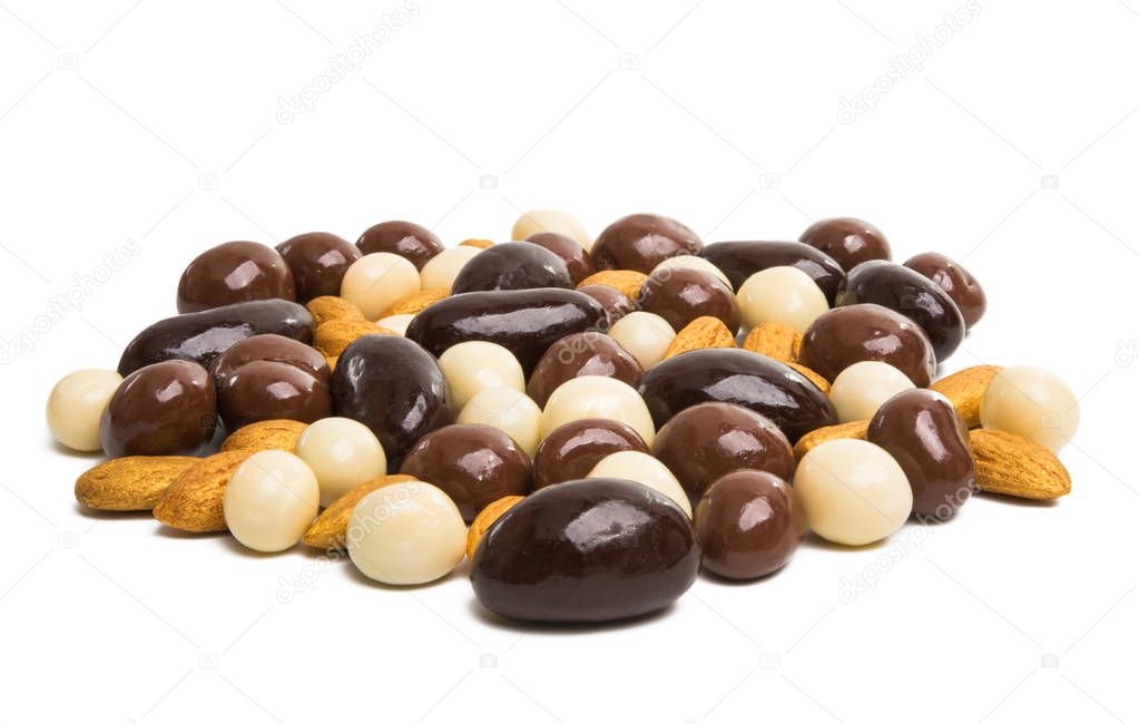 nuts in chocolate isolated on white background
