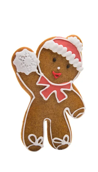 在白色背景上的雪人圣诞饼干 — 图库照片