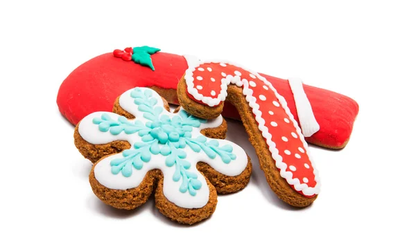 Biscoitos Natal Com Boneco Neve Fundo Branco — Fotografia de Stock