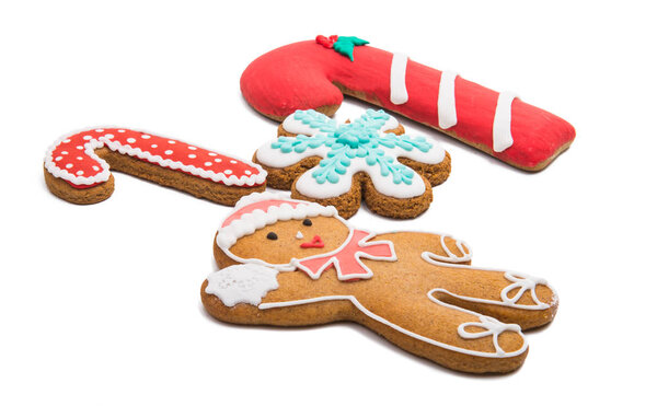 Christmas cookies with a snowman on a white background