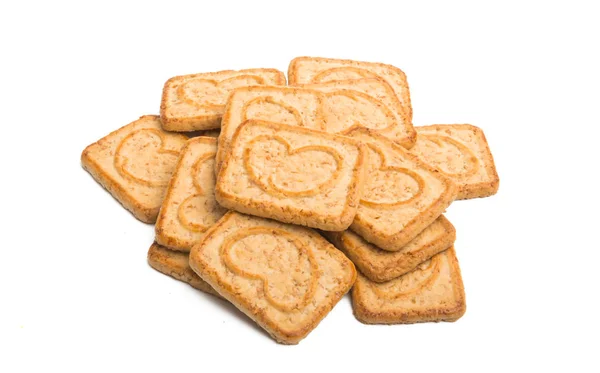 Biscotti Cardiaci Isolati Sfondo Bianco — Foto Stock