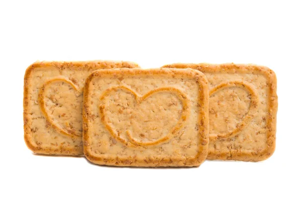 Cookies Cardíacos Isolados Fundo Branco — Fotografia de Stock