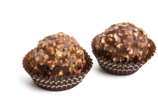 Chocolade Truffels Geïsoleerd Witte Achtergrond — Stockfoto