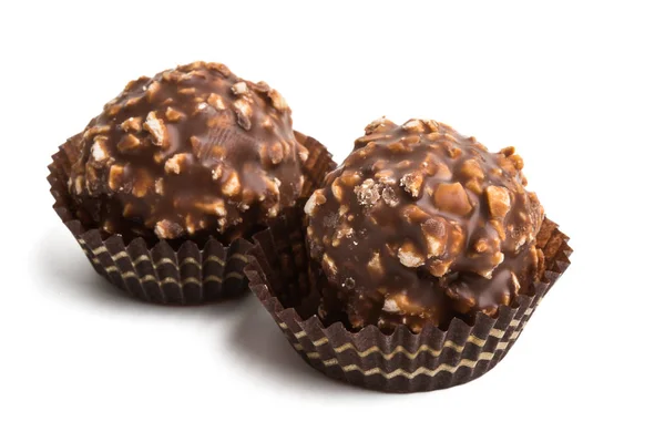 Truffes Chocolat Isolées Sur Fond Blanc — Photo