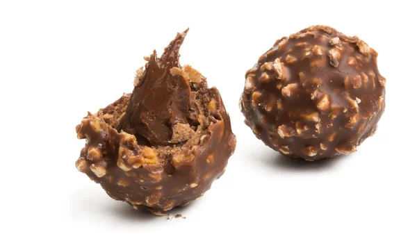 Truffes Chocolat Isolées Sur Fond Blanc — Photo