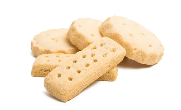 Boter Cookies Geïsoleerd Een Witte Achtergrond — Stockfoto
