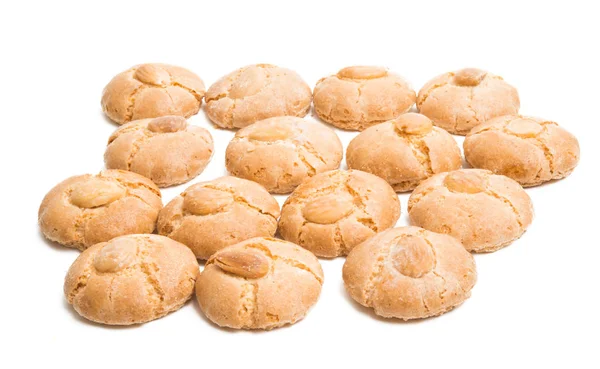 Cookies Mandlemi Izolované Bílém Pozadí — Stock fotografie