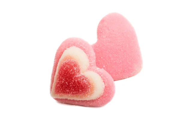 Jelly Hearts Isolated White Background — Stock Photo, Image