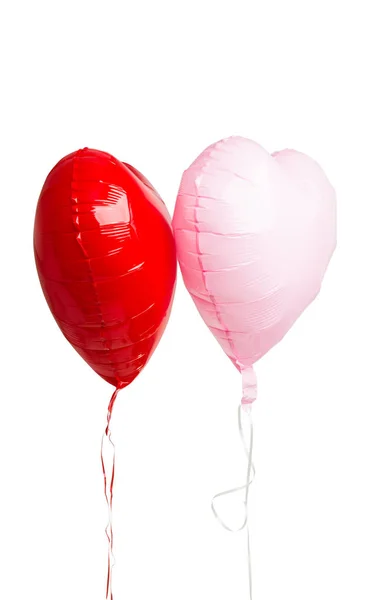 Foil Μπαλόνια Καρδιά Που Απομονώνονται Λευκό Φόντο — Φωτογραφία Αρχείου