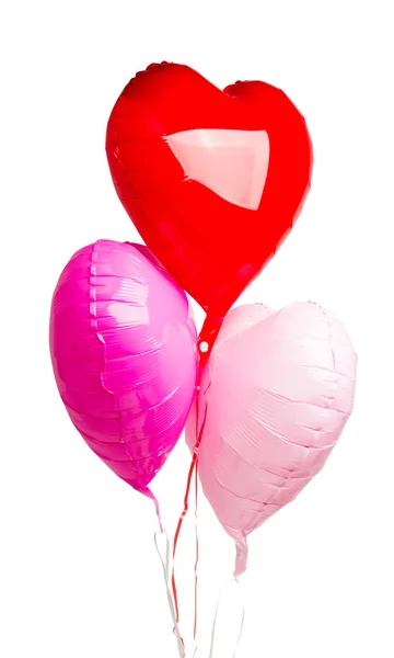 Herzfolie Luftballons Isoliert Auf Weißem Hintergrund — Stockfoto