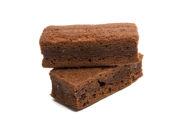 Choklad Brownie Isolerad Vit — Stockfoto