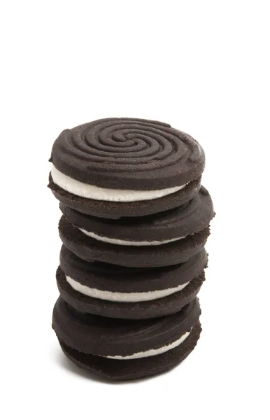 Fekete Dupla Cookie Elszigetelt Fehér Background — Stock Fotó