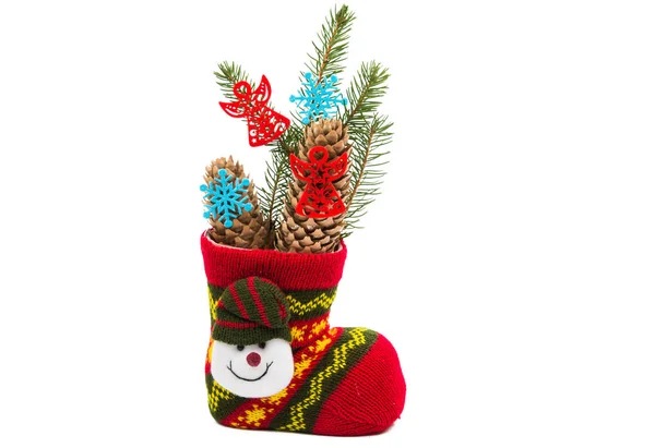 Christmas Decoration Socks Santa Claus Isolated White Background — Stock Photo, Image