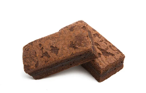 Brownie Chocolat Américain Avec Noix Isolé Sur Fond Blanc — Photo
