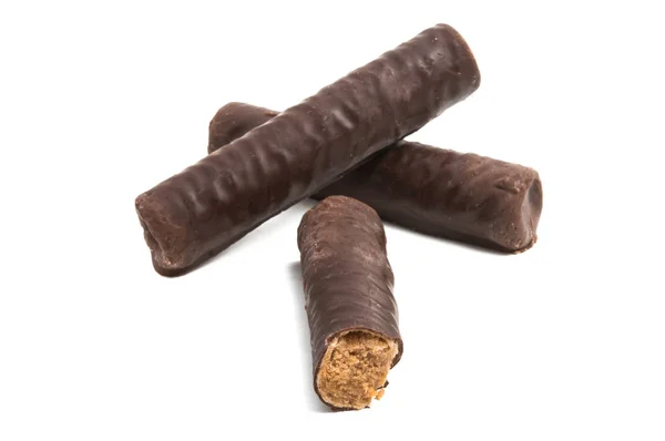 Chocolate Wafle Rolki Izolowane Białym Tle — Zdjęcie stockowe