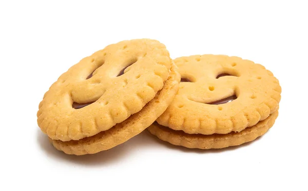 Galleta Sándwich Aislada Sobre Fondo Blanco — Foto de Stock