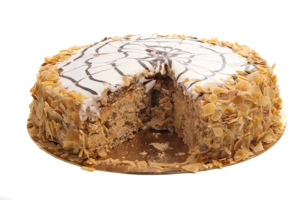 Torta Noci Isolato Sfondo Bianco — Foto Stock