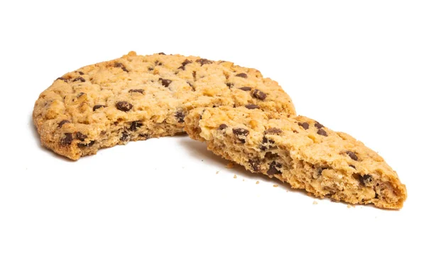 Csokoládé Chip Cookie Elszigetelt Fehér Alapon — Stock Fotó