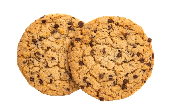 Galletas Chispas Chocolate Aisladas Sobre Fondo Blanco — Foto de Stock