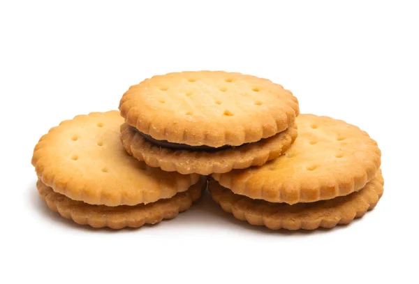 Dvojitá Cookie Izolované Bílém Pozadí — Stock fotografie